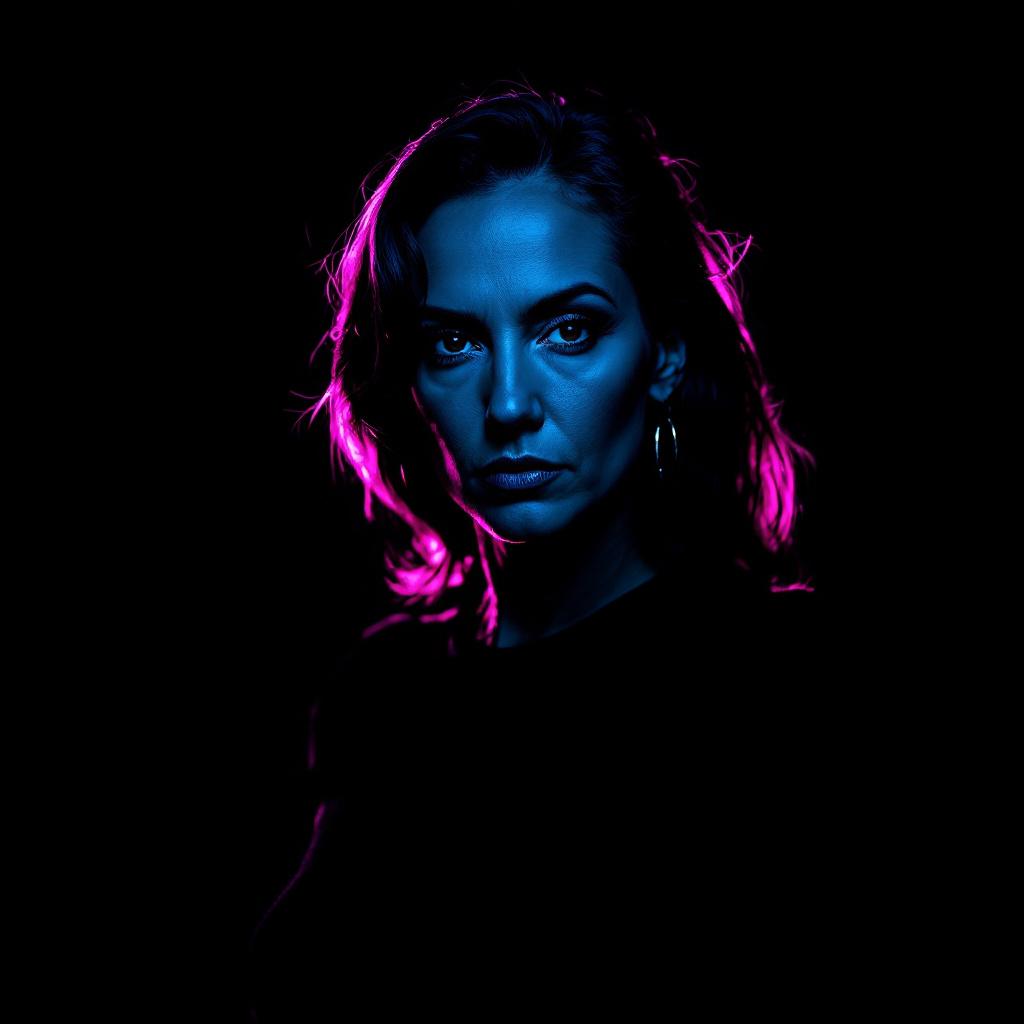 An Asian woman with an athlete's build, mid-breath, eyes beginning to open in magenta-violet light, representing COACH IS HERR — the athletic and performance market.